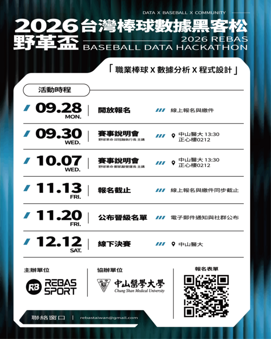 2026 野革盃台灣棒球數據黑客松EDM圖片